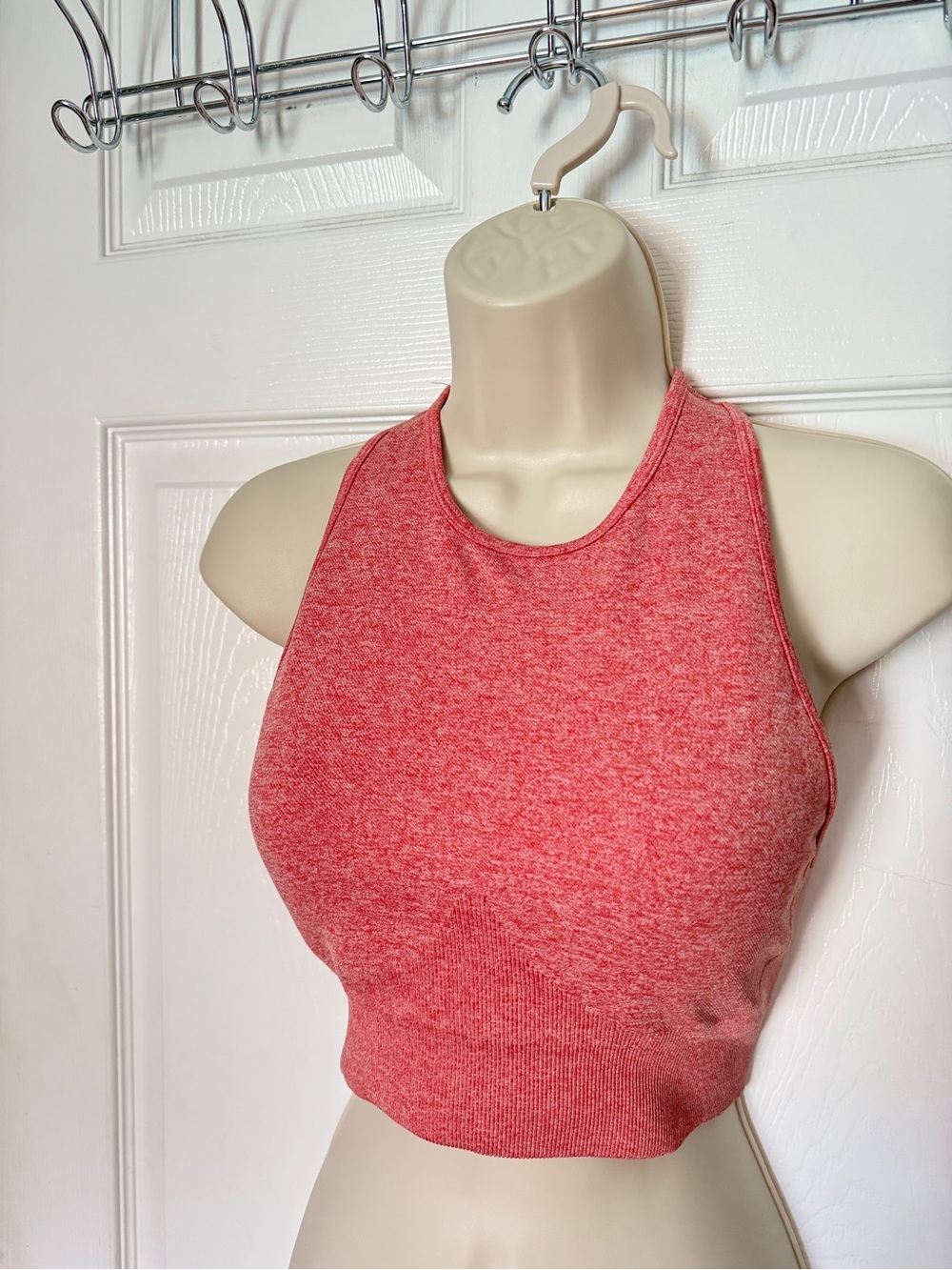 Bo + Tee Heather Red Seamless Longline Sports Bra with Padding / Fits a Small